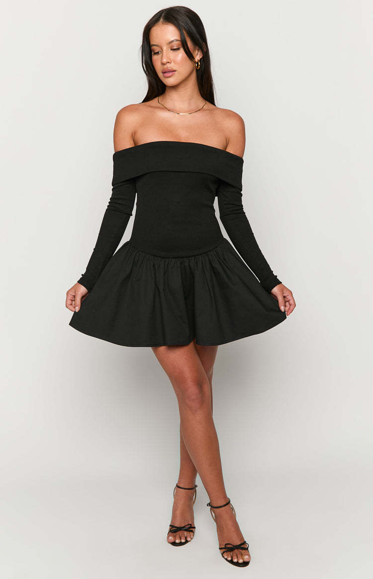 One Dance Black Long Sleeve Mini Dress-Vavasi.All Rights Reserved.