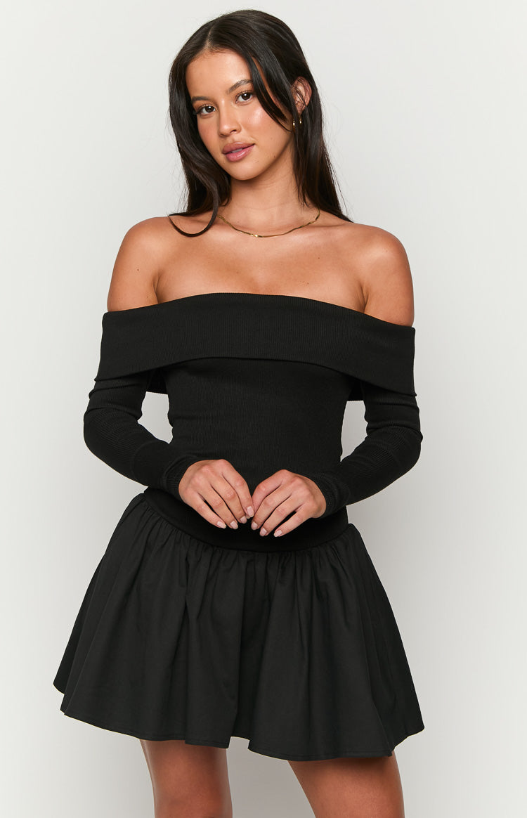 One Dance Black Long Sleeve Mini Dress-Vavasi.All Rights Reserved.