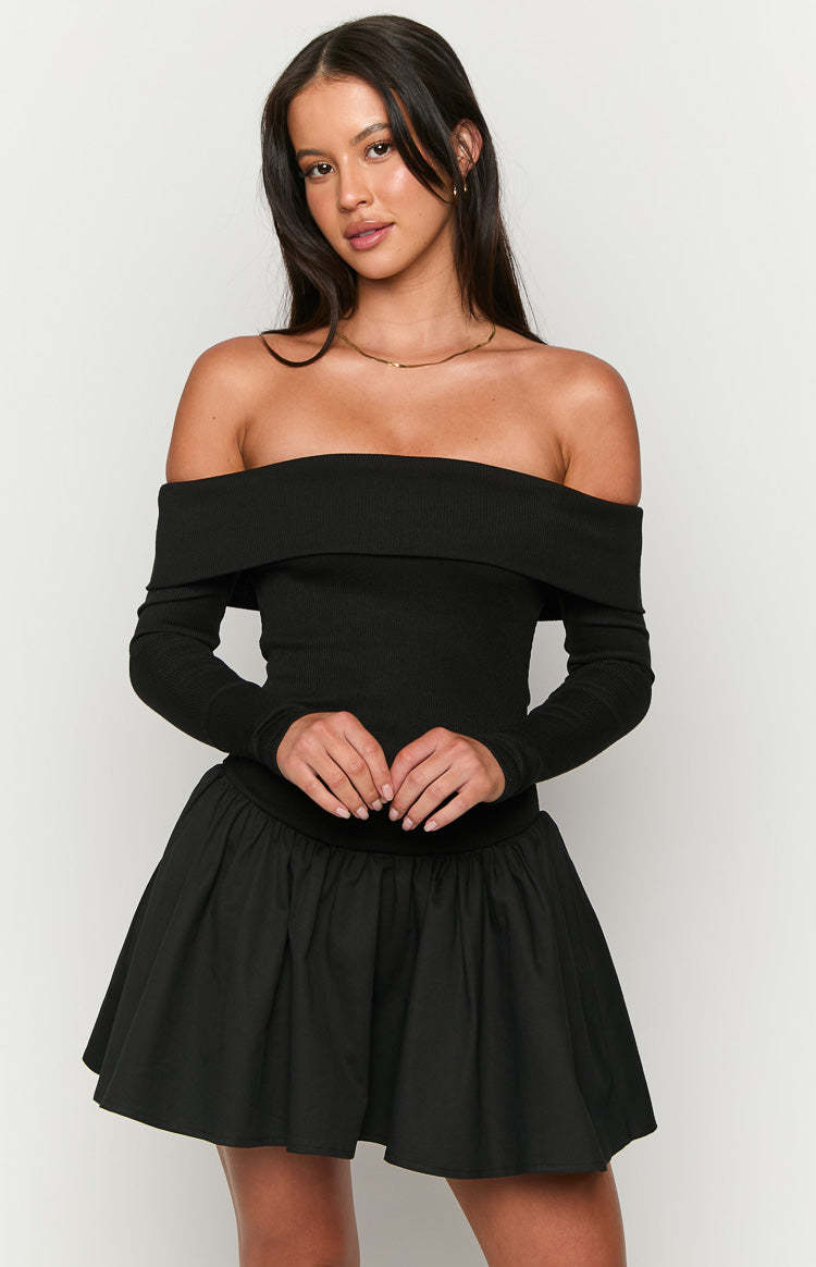 One Dance Black Long Sleeve Mini Dress-Vavasi.All Rights Reserved.