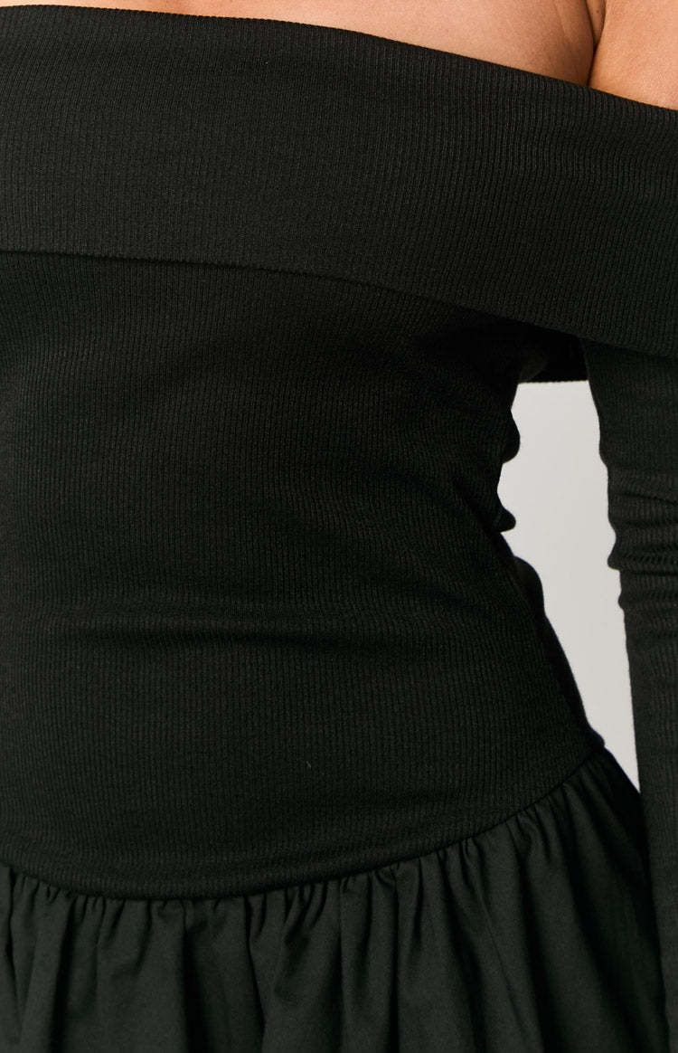 One Dance Black Long Sleeve Mini Dress-Vavasi.All Rights Reserved.