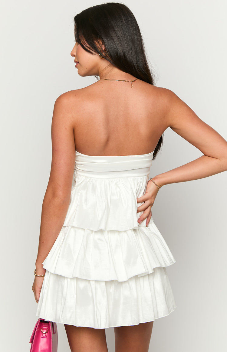 One Wish White Strapless Mini Dress-Vavasi.All Rights Reserved.