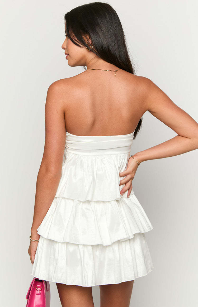 One Wish White Strapless Mini Dress-Vavasi.All Rights Reserved.