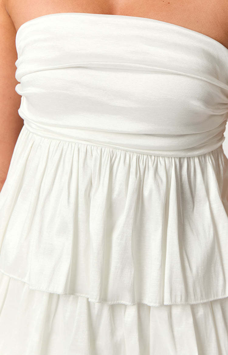 One Wish White Strapless Mini Dress-Vavasi.All Rights Reserved.