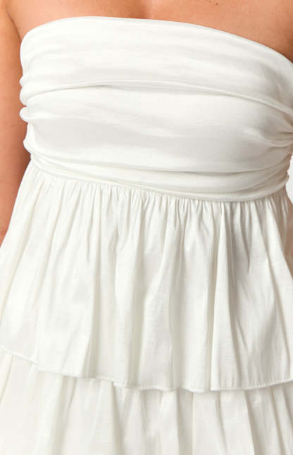 One Wish White Strapless Mini Dress-Vavasi.All Rights Reserved.