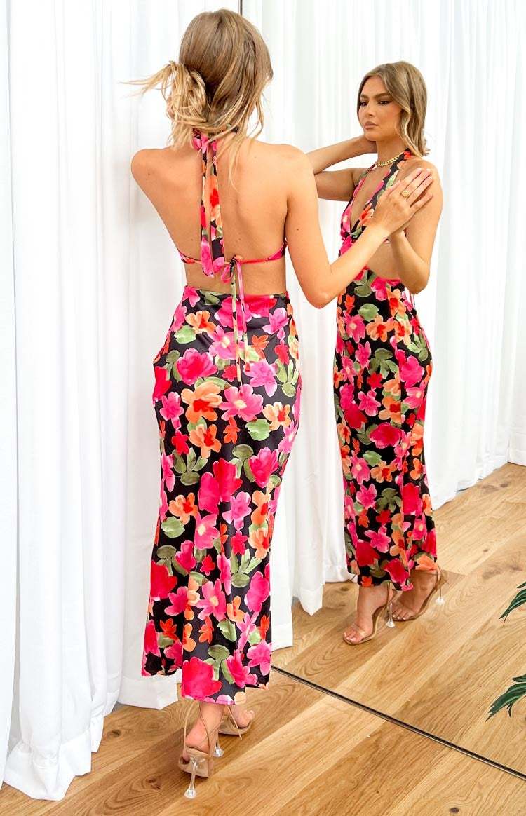 Orchid Floral Printed Midi Dress-Vavasi.All Rights Reserved.