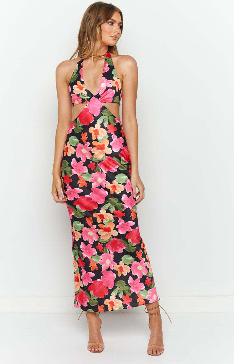Orchid Floral Printed Midi Dress-Vavasi.All Rights Reserved.