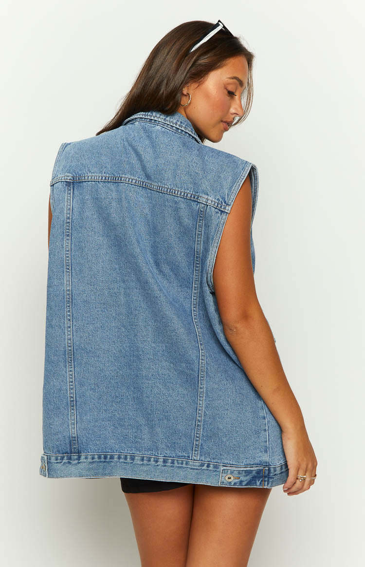 Orla Mid Wash Denim Vest-Vavasi.All Rights Reserved.