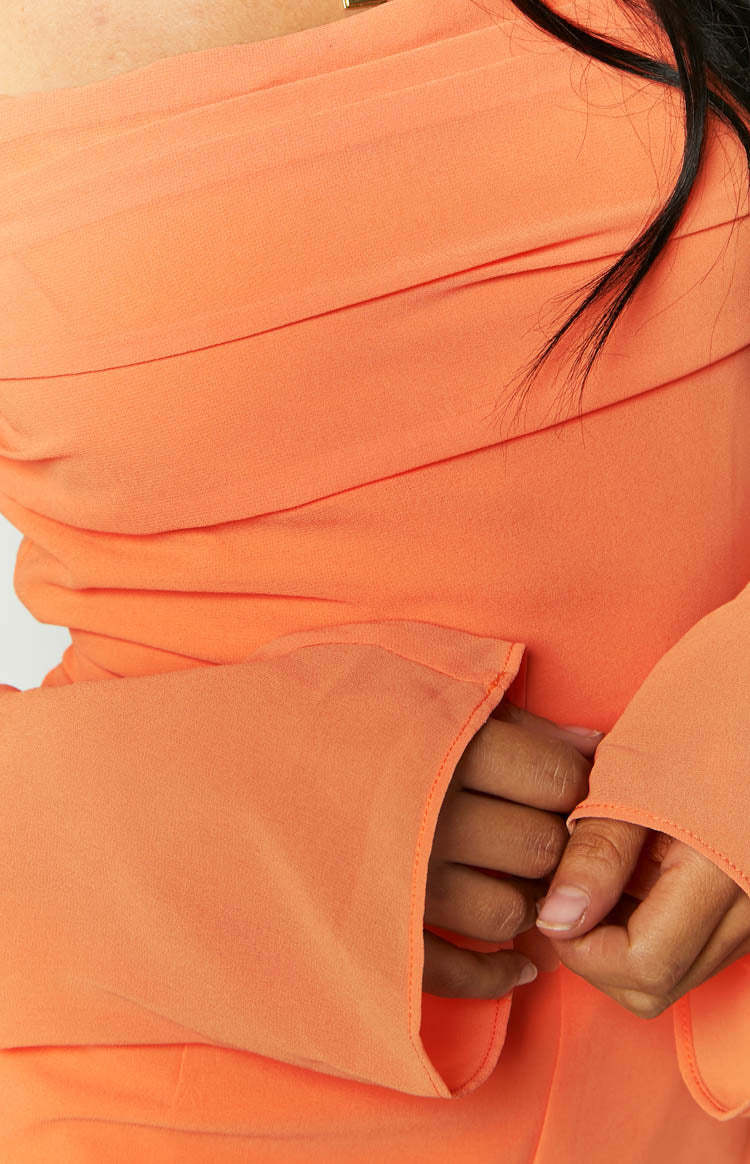 Oslo Orange Long Sleeve Playsuit-Vavasi.All Rights Reserved.