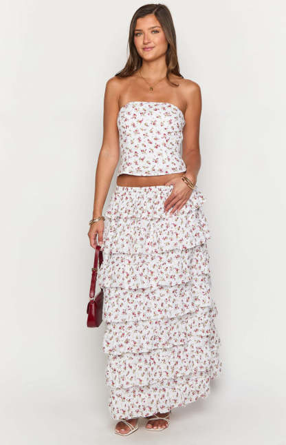 Paisley White Floral Strapless Top-Vavasi.All Rights Reserved.