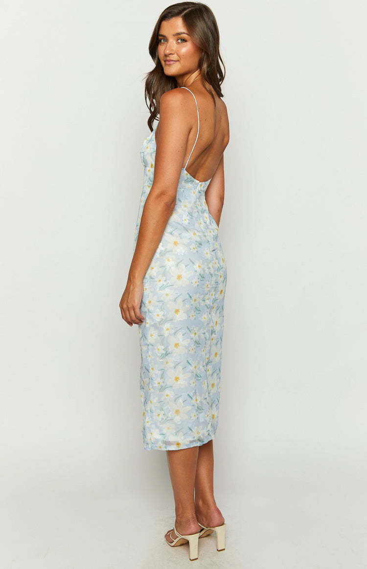 Paloma Blue Floral Midi Dress-Vavasi.All Rights Reserved.
