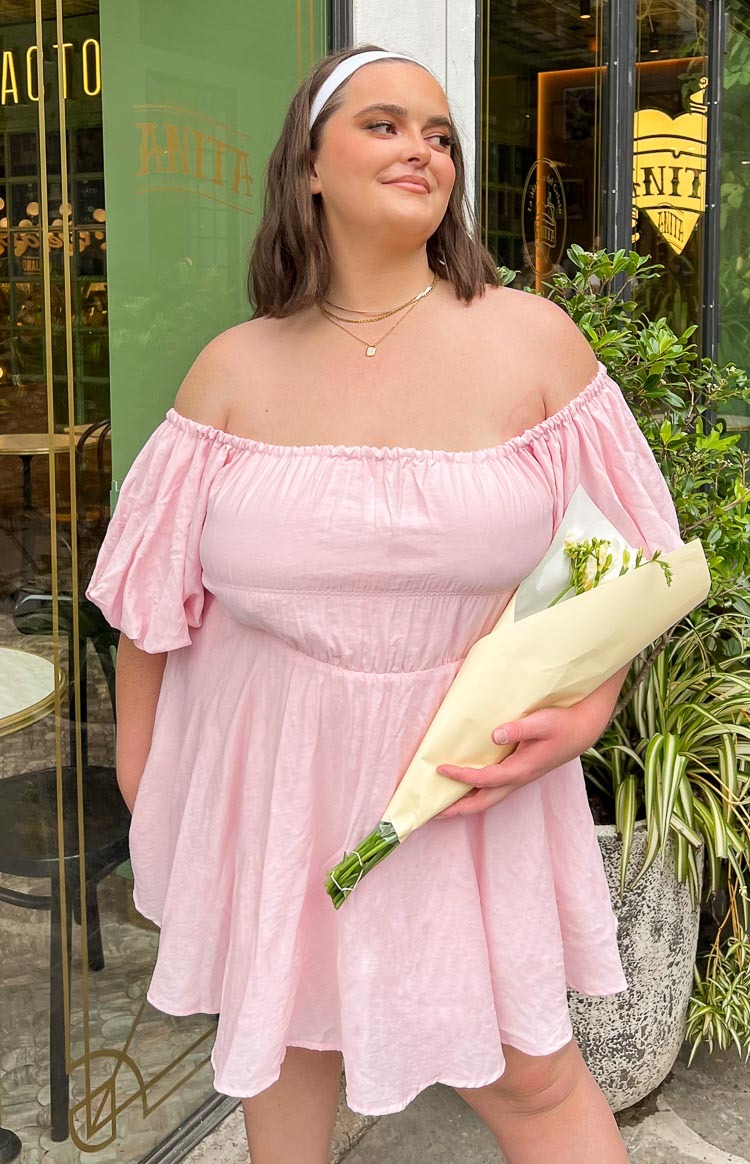 Paradise Puff Sleeve Dress Pink-Vavasi.All Rights Reserved.