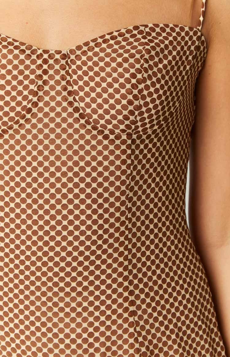 Penny Lane Brown Spotted Mini Dress-Vavasi.All Rights Reserved.