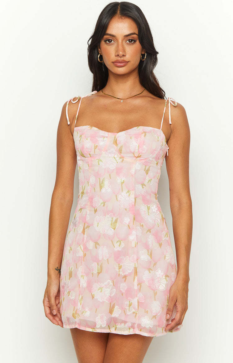 Penny Lane Pink Floral Mini Dress-Vavasi.All Rights Reserved.