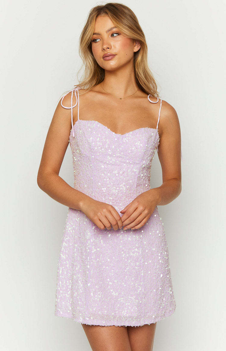 Penny Lane Purple Sequin Mini Dress-Vavasi.All Rights Reserved.