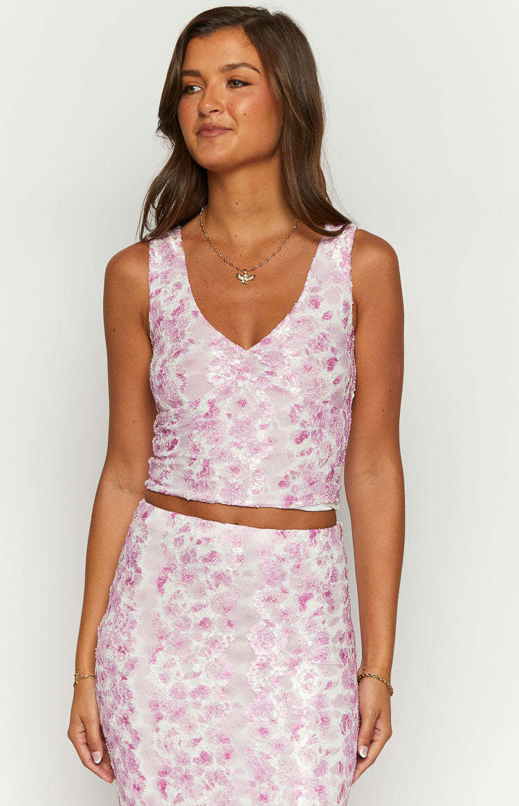 Peony Paradise Pink Lace Crop Top-Vavasi.All Rights Reserved.