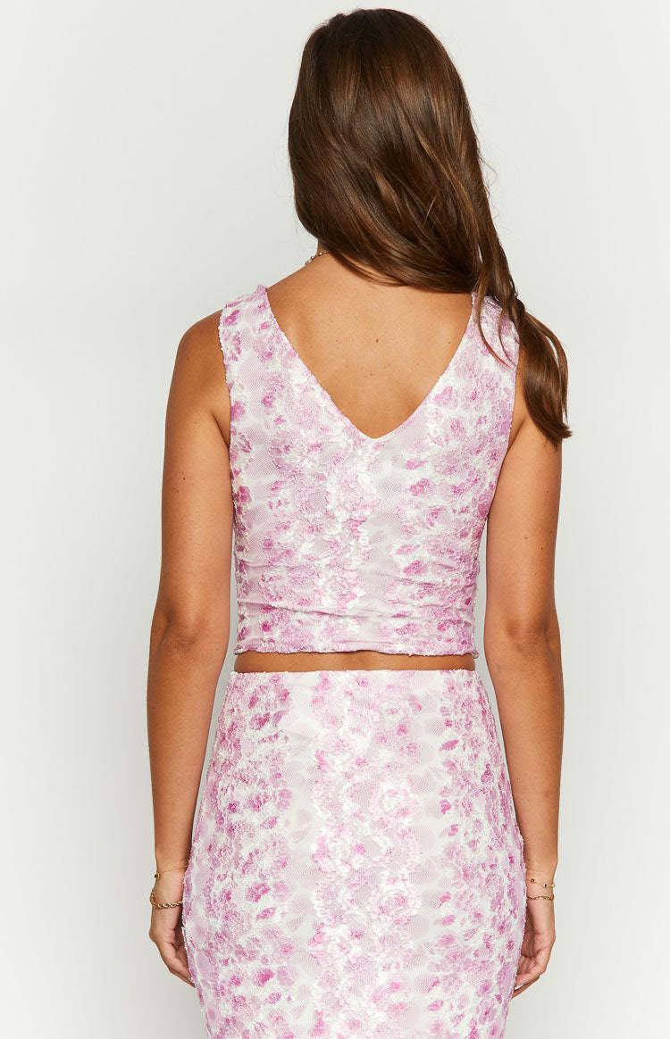 Peony Paradise Pink Lace Crop Top-Vavasi.All Rights Reserved.