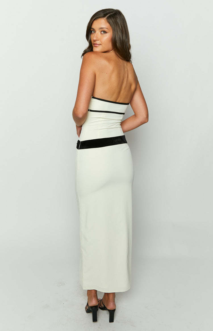 Perilla Cream Strapless Maxi Dress-Vavasi.All Rights Reserved.