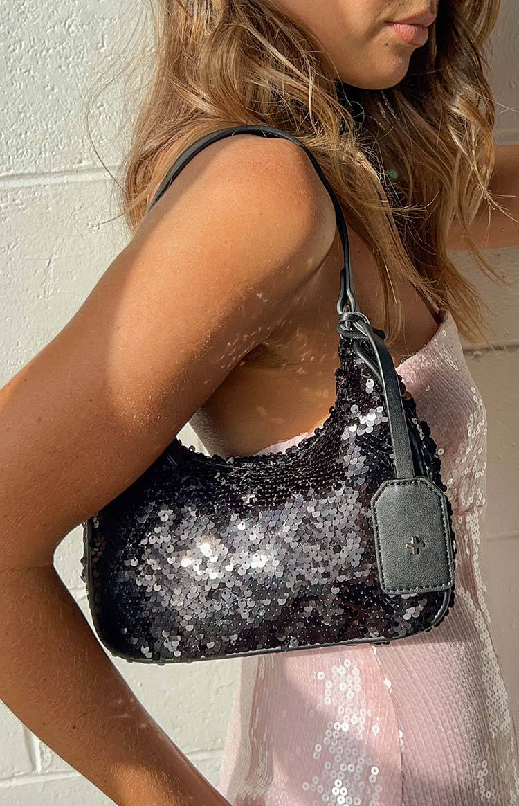 Peta & Jain Niah Black Sequin Shoulder Bag-Vavasi.All Rights Reserved.