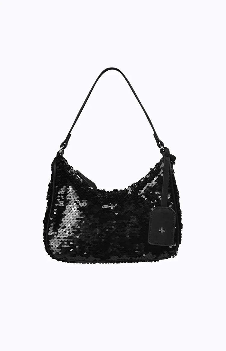 Peta & Jain Niah Black Sequin Shoulder Bag-Vavasi.All Rights Reserved.