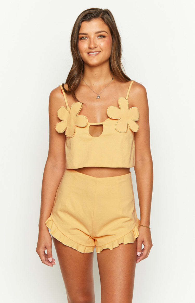 Petal Yellow Shorts-Vavasi.All Rights Reserved.