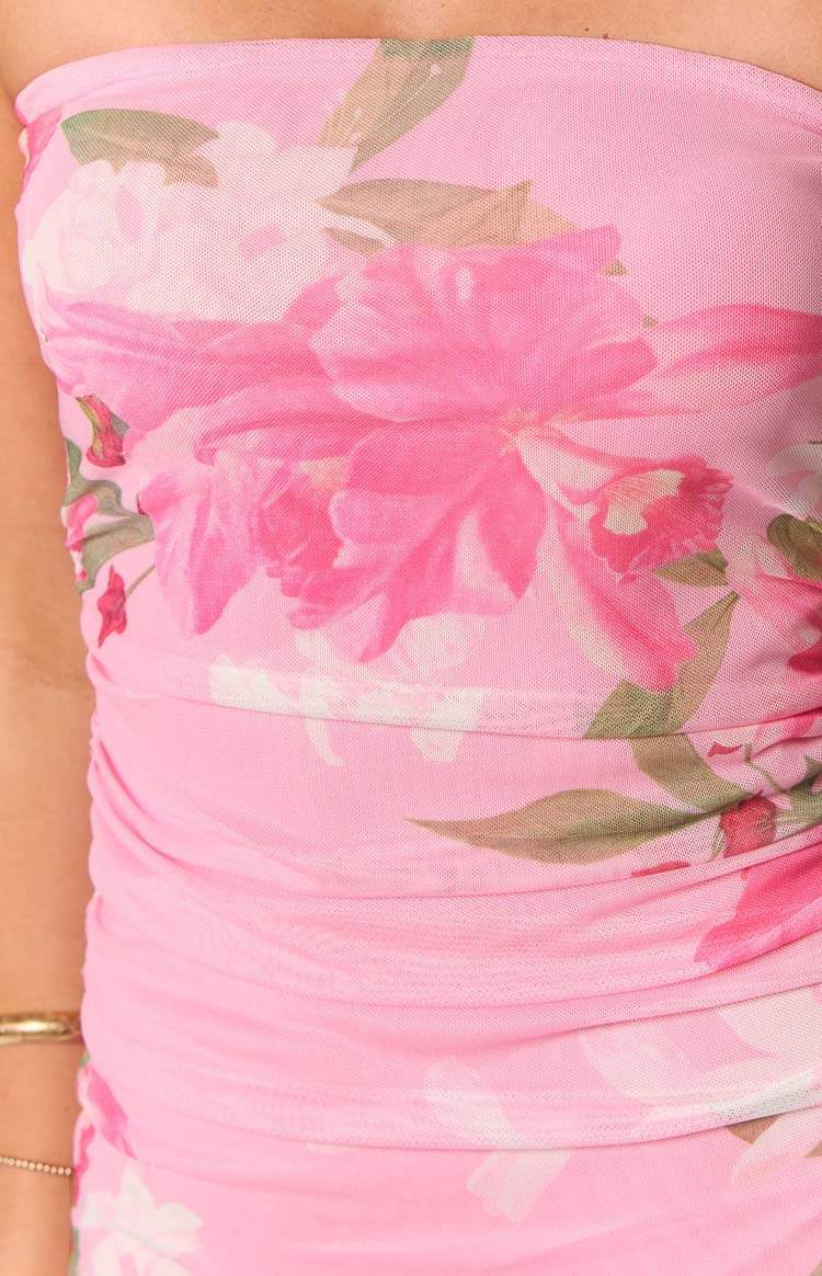Phillipa Pink Floral Strapless Mini Dress-Vavasi.All Rights Reserved.
