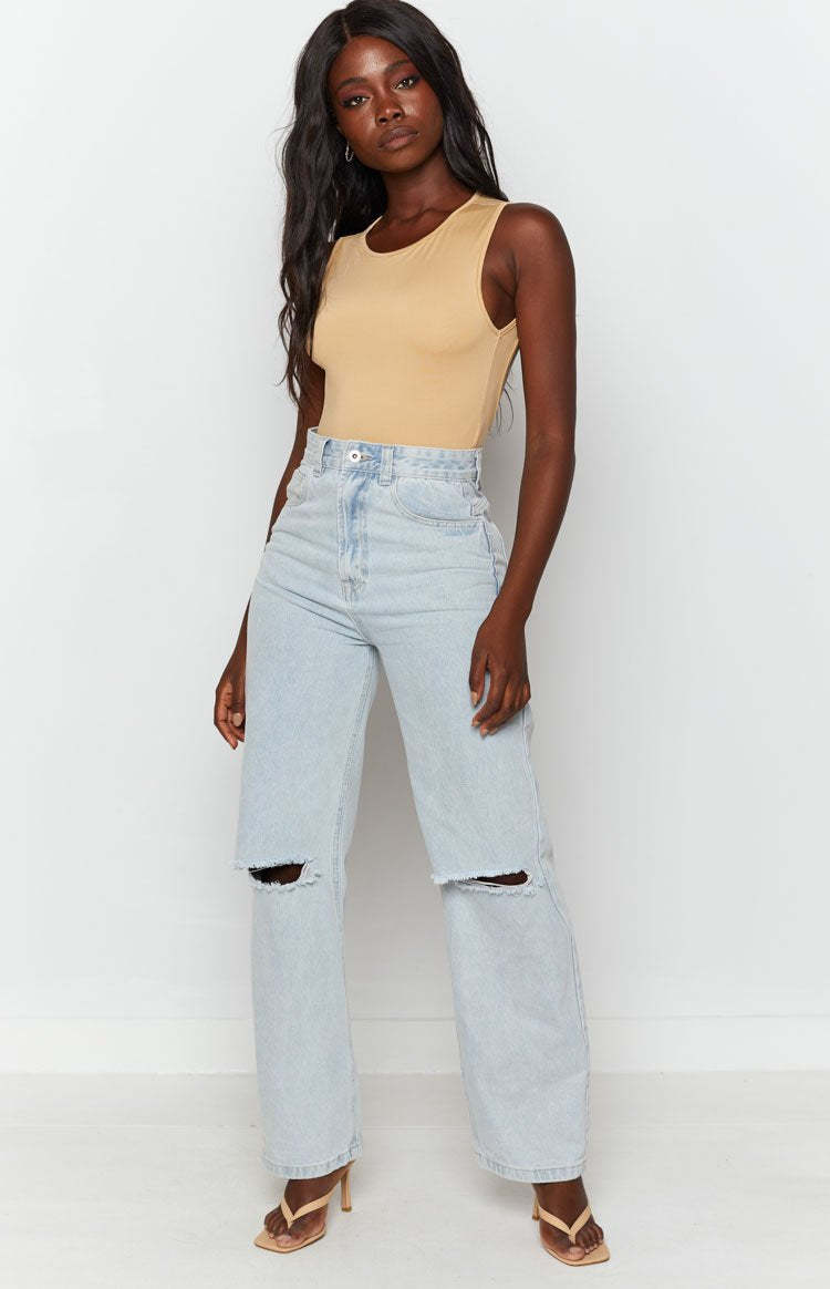 Pines Jersey Bodysuit Beige-Vavasi.All Rights Reserved.