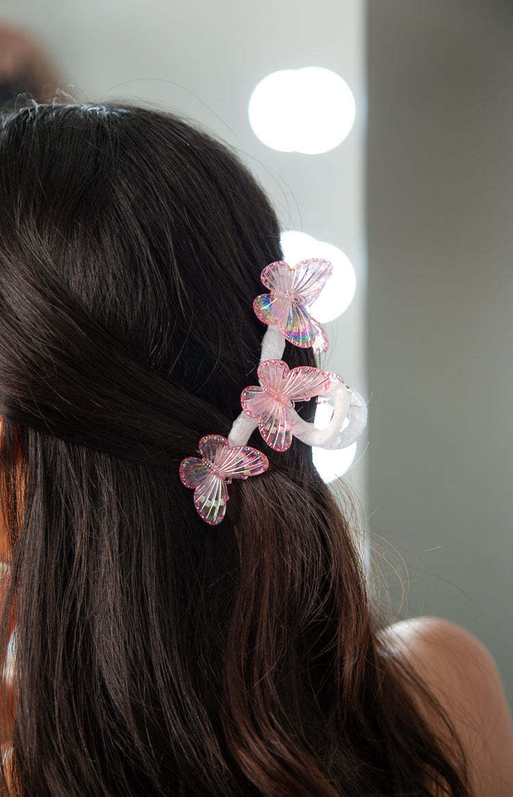 Pink Iridescent Butterfly Claw Clip-Vavasi.All Rights Reserved.