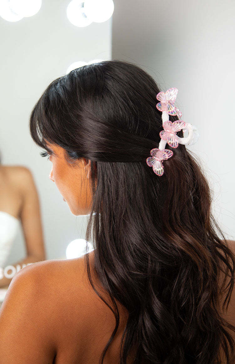 Pink Iridescent Butterfly Claw Clip-Vavasi.All Rights Reserved.