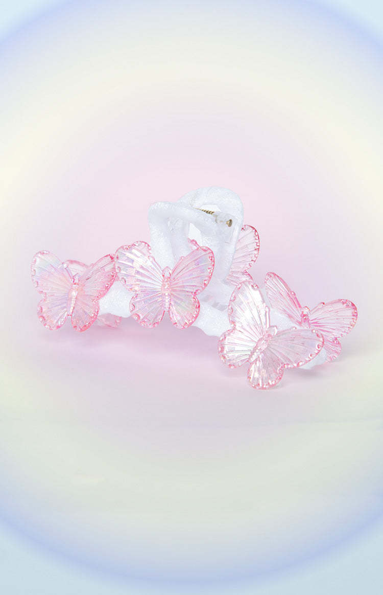 Pink Iridescent Butterfly Claw Clip-Vavasi.All Rights Reserved.