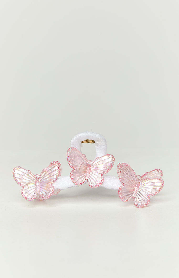 Pink Iridescent Butterfly Claw Clip-Vavasi.All Rights Reserved.