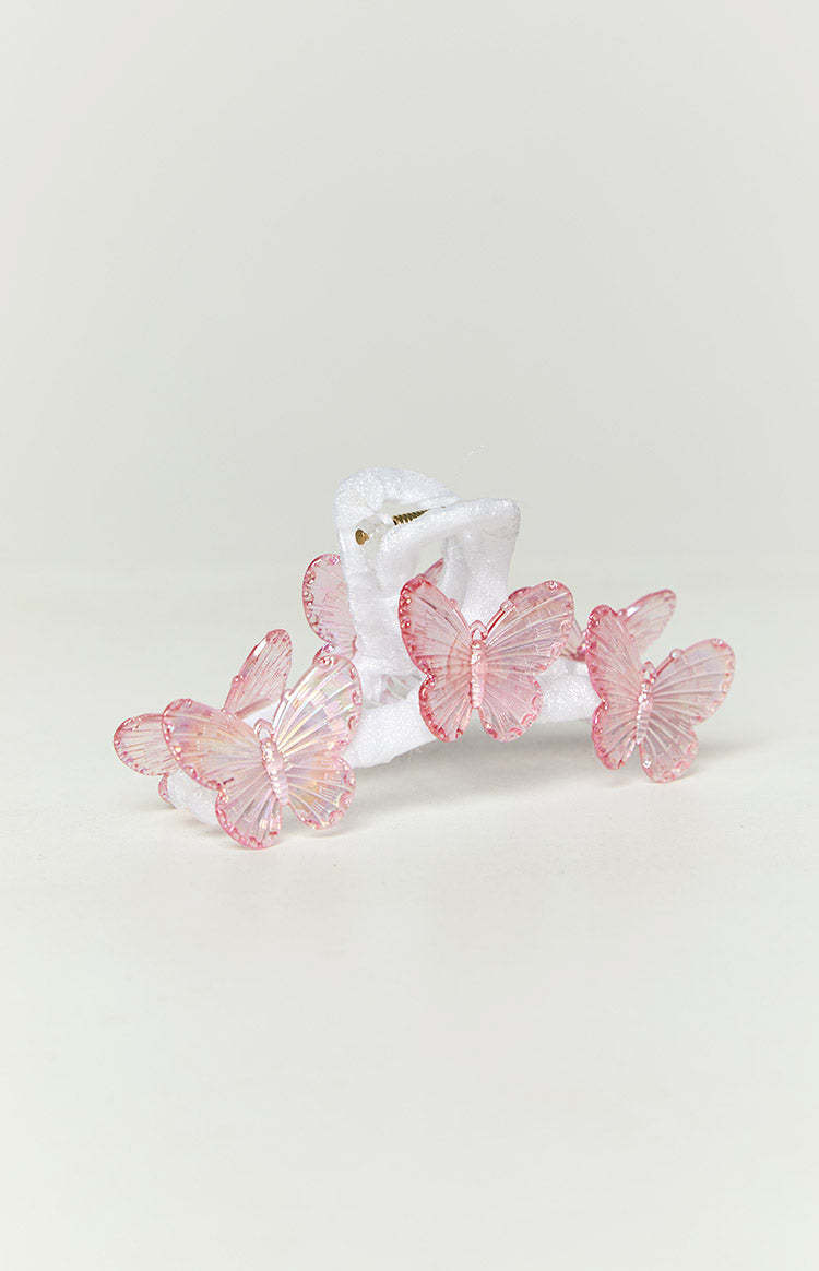 Pink Iridescent Butterfly Claw Clip-Vavasi.All Rights Reserved.