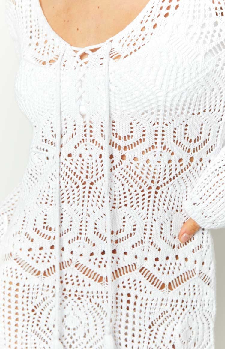 Pippa White Knit Mini Dress-Vavasi.All Rights Reserved.