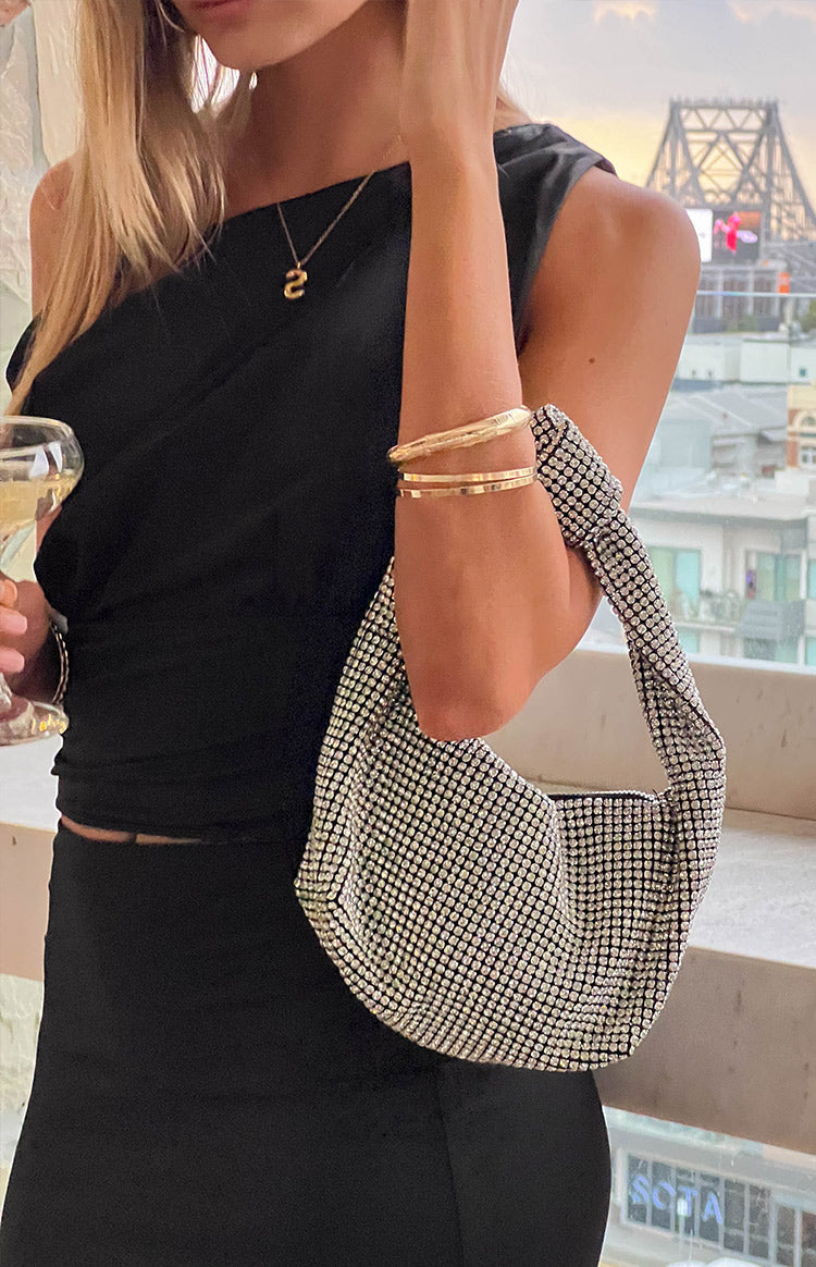 Pixi Silver Diamante Shoulder Bag-Vavasi.All Rights Reserved.