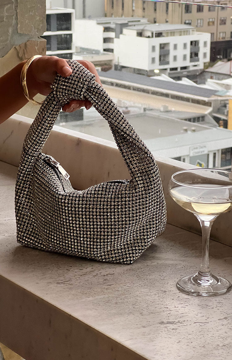 Pixi Silver Diamante Shoulder Bag-Vavasi.All Rights Reserved.