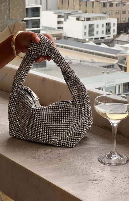 Pixi Silver Diamante Shoulder Bag-Vavasi.All Rights Reserved.