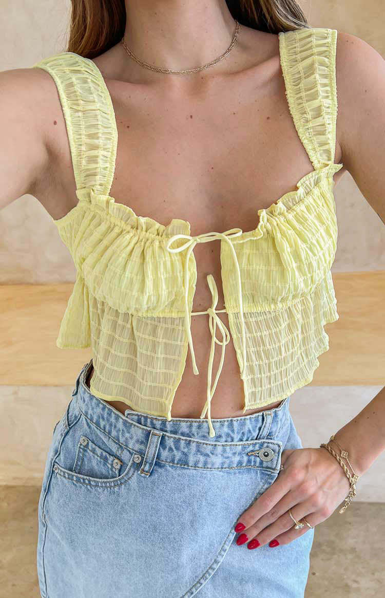Pixie Yellow Crop Top-Vavasi.All Rights Reserved.