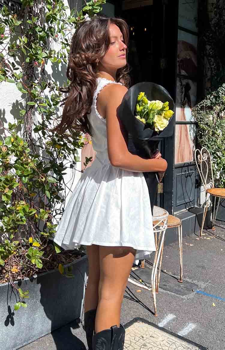 Posey White Frill Mini Dress-Vavasi.All Rights Reserved.