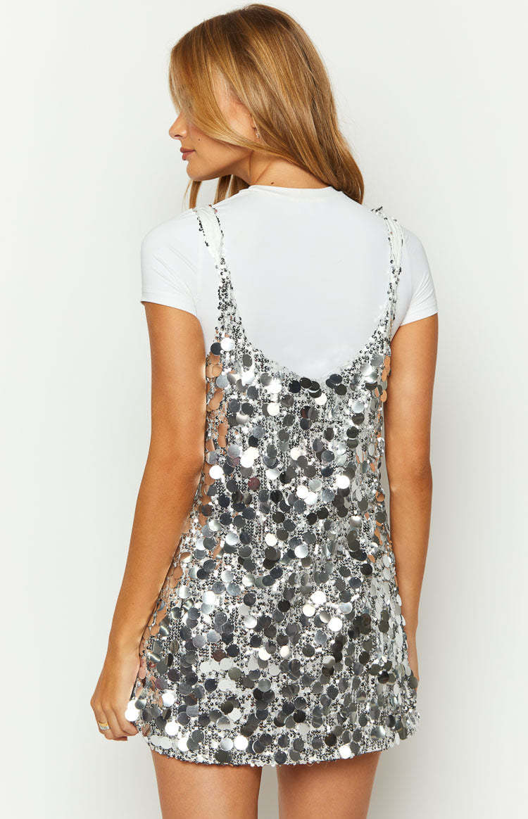 Priya Silver Sequin Mini Dress-Vavasi.All Rights Reserved.
