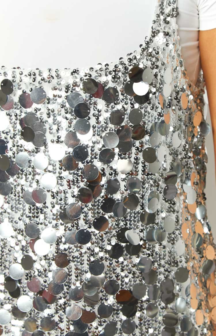 Priya Silver Sequin Mini Dress-Vavasi.All Rights Reserved.