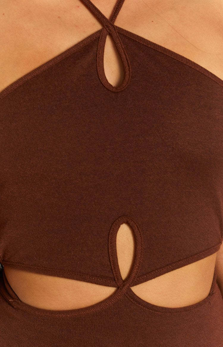 Quanah Cut Out Midi Dress Brown-Vavasi.All Rights Reserved.
