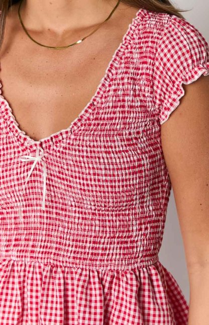 Raldo Red Gingham Playsuit-Vavasi.All Rights Reserved.