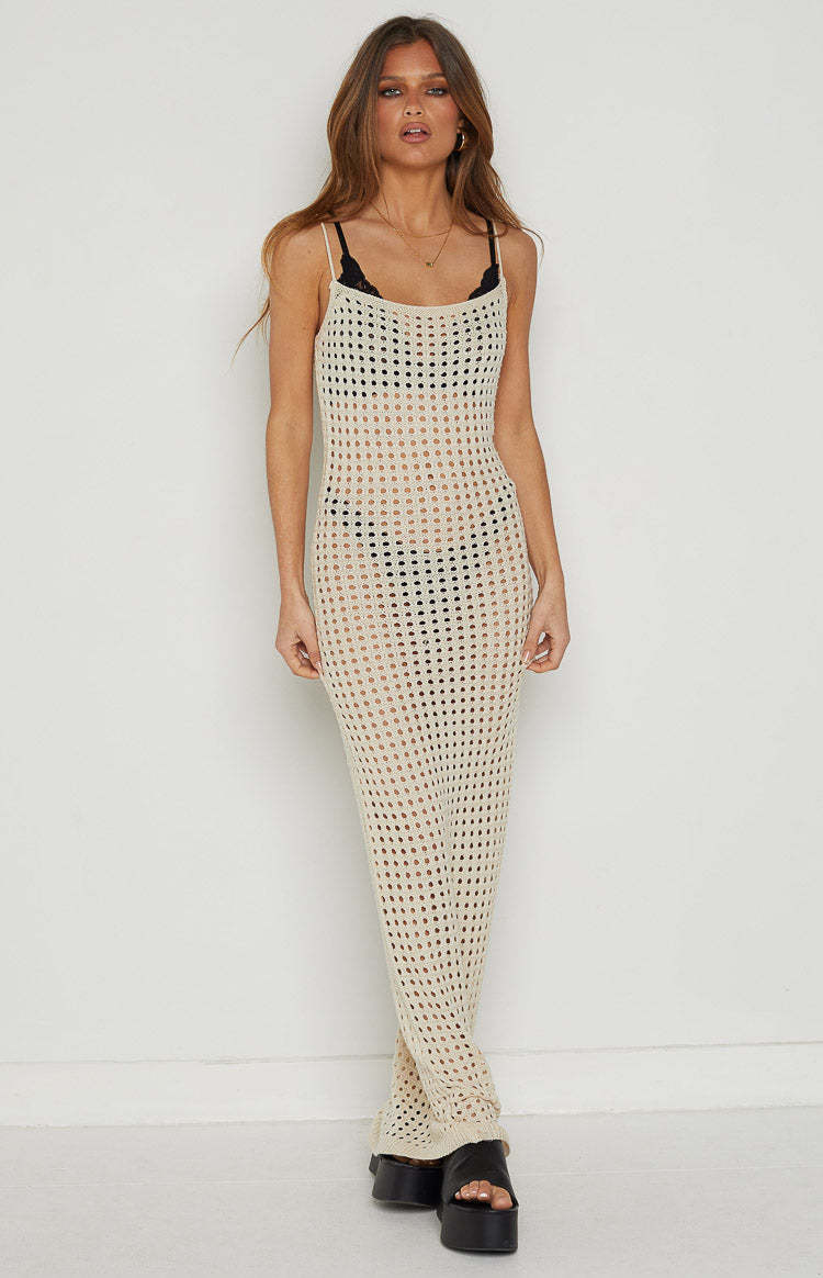 Rain Dance Cream Crochet Midi Dress-Vavasi.All Rights Reserved.