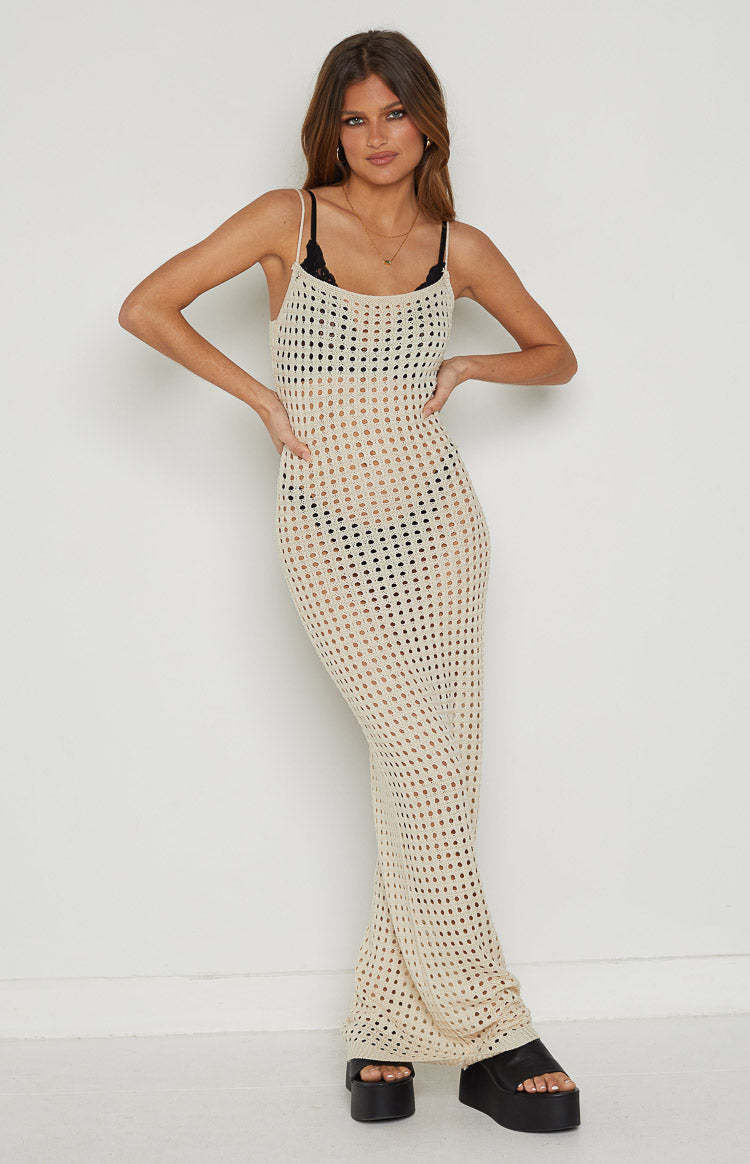 Rain Dance Cream Crochet Midi Dress-Vavasi.All Rights Reserved.
