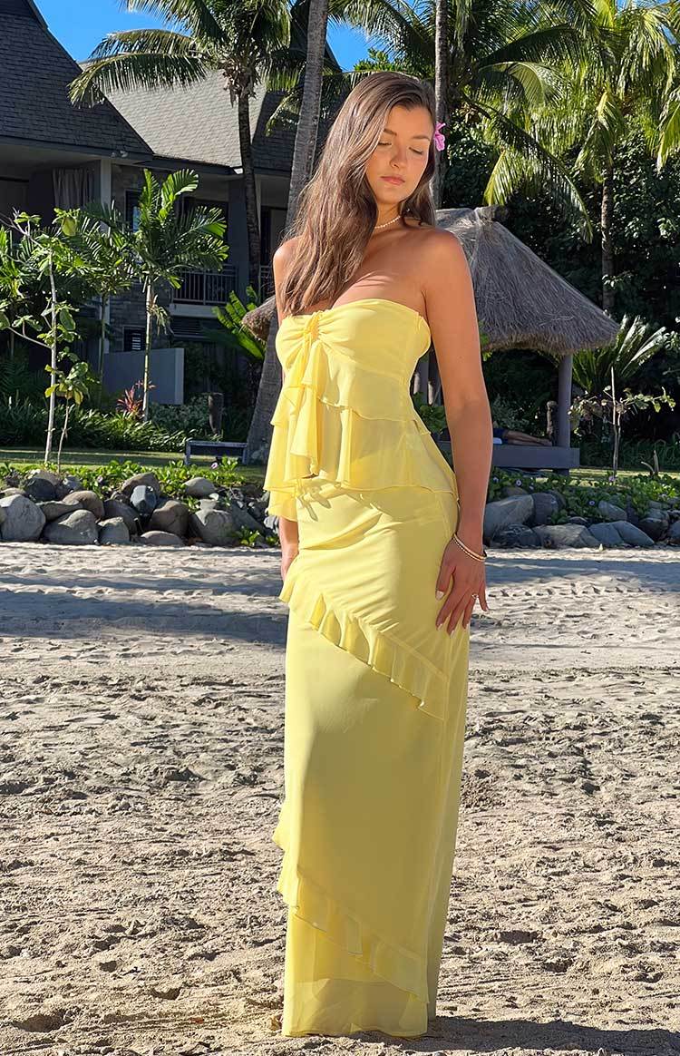 Raleigh Yellow Ruffle Maxi Skirt-Vavasi.All Rights Reserved.