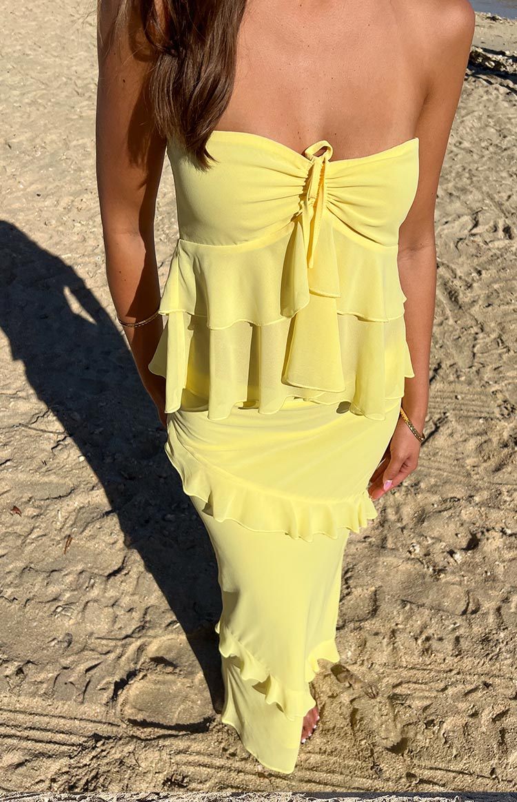 Raleigh Yellow Ruffle Maxi Skirt-Vavasi.All Rights Reserved.