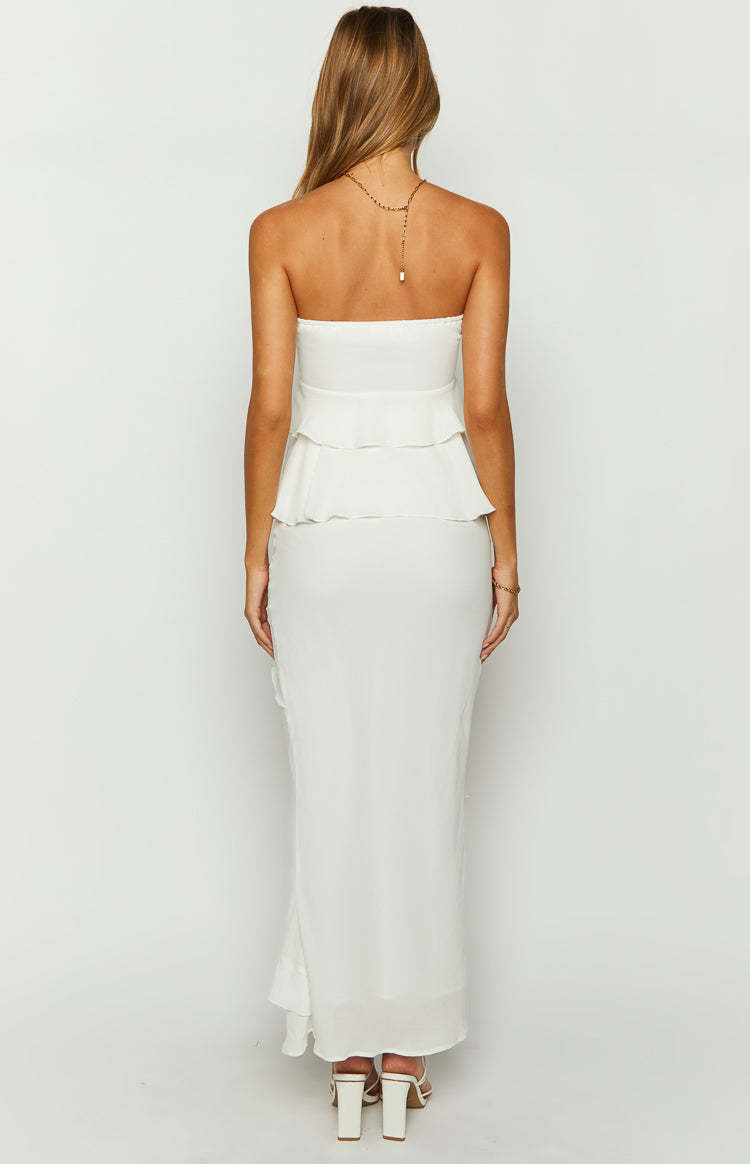 Raleigh White Ruffle Maxi Skirt-Vavasi.All Rights Reserved.