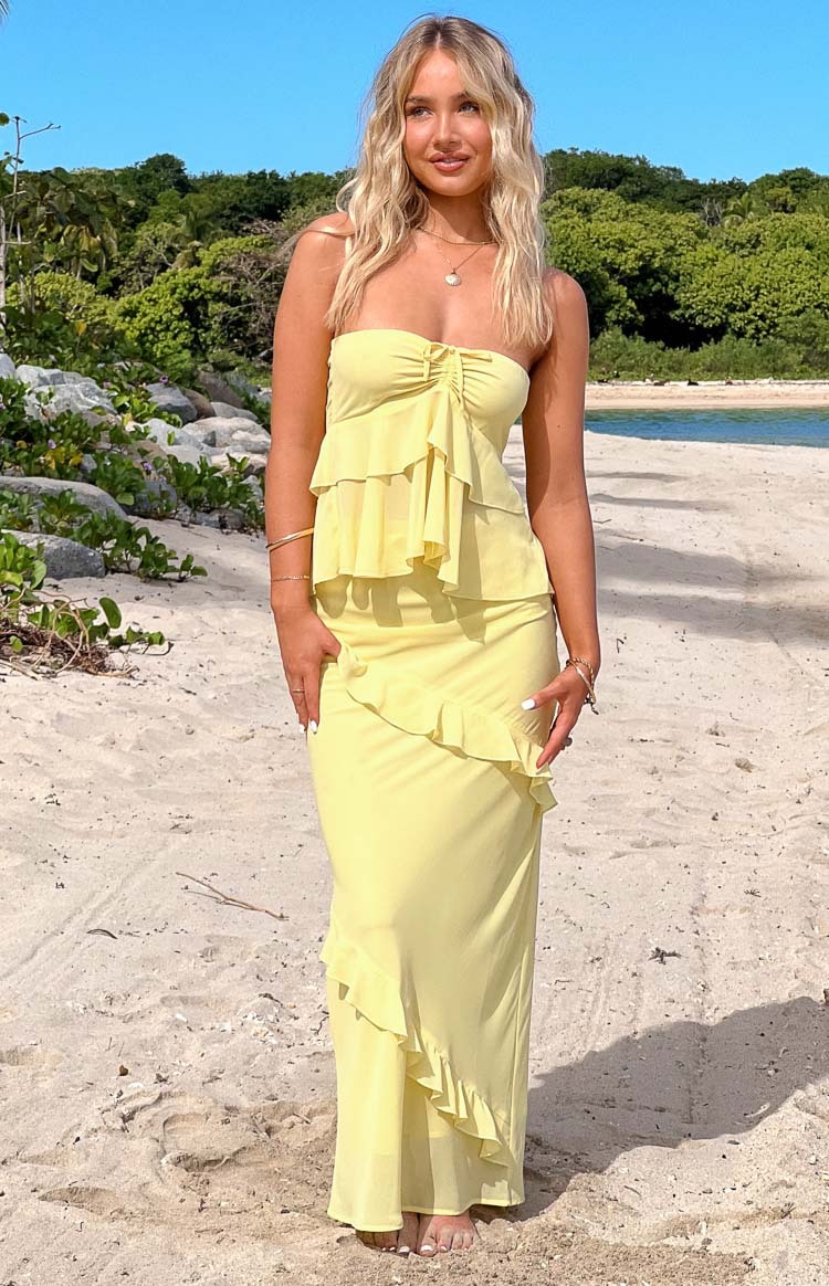 Raleigh Yellow Ruffle Maxi Skirt-Vavasi.All Rights Reserved.