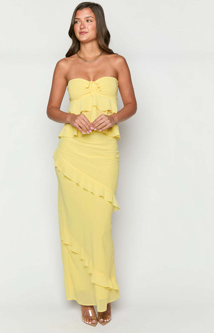 Raleigh Yellow Ruffle Maxi Skirt-Vavasi.All Rights Reserved.