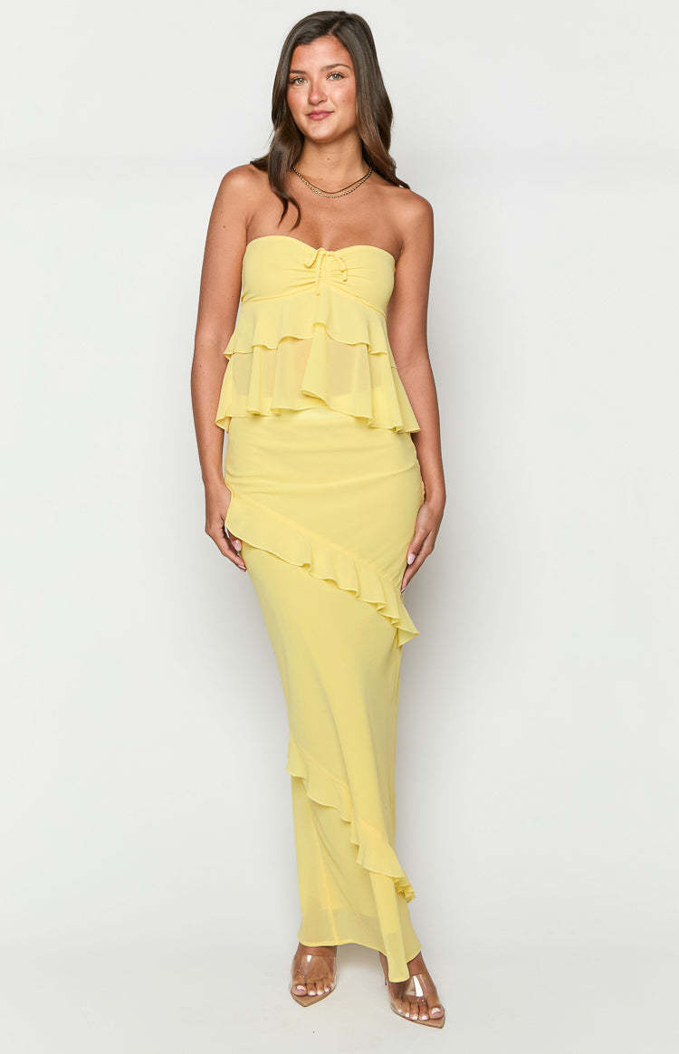 Raleigh Yellow Ruffle Maxi Skirt-Vavasi.All Rights Reserved.