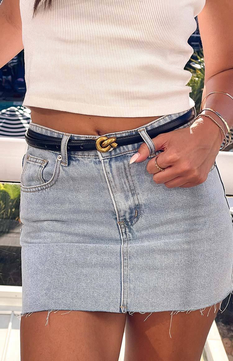 Reba Black PU Belt-Vavasi.All Rights Reserved.